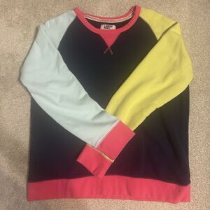 Lands' End Serious Sweats Pullover Colorblock Sweatshirt Womens Medium 10-12